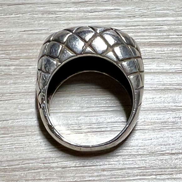 Vintage Modernist Sterling Silver Lattice Engraved Dome Ring, Size 5.75, 10g - Picture 6 of 11